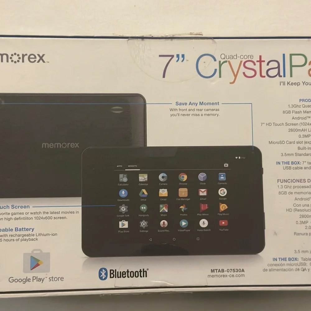 Memorex New Rare 7” Crystal Pad Bluetooth Limited Edition Tablet